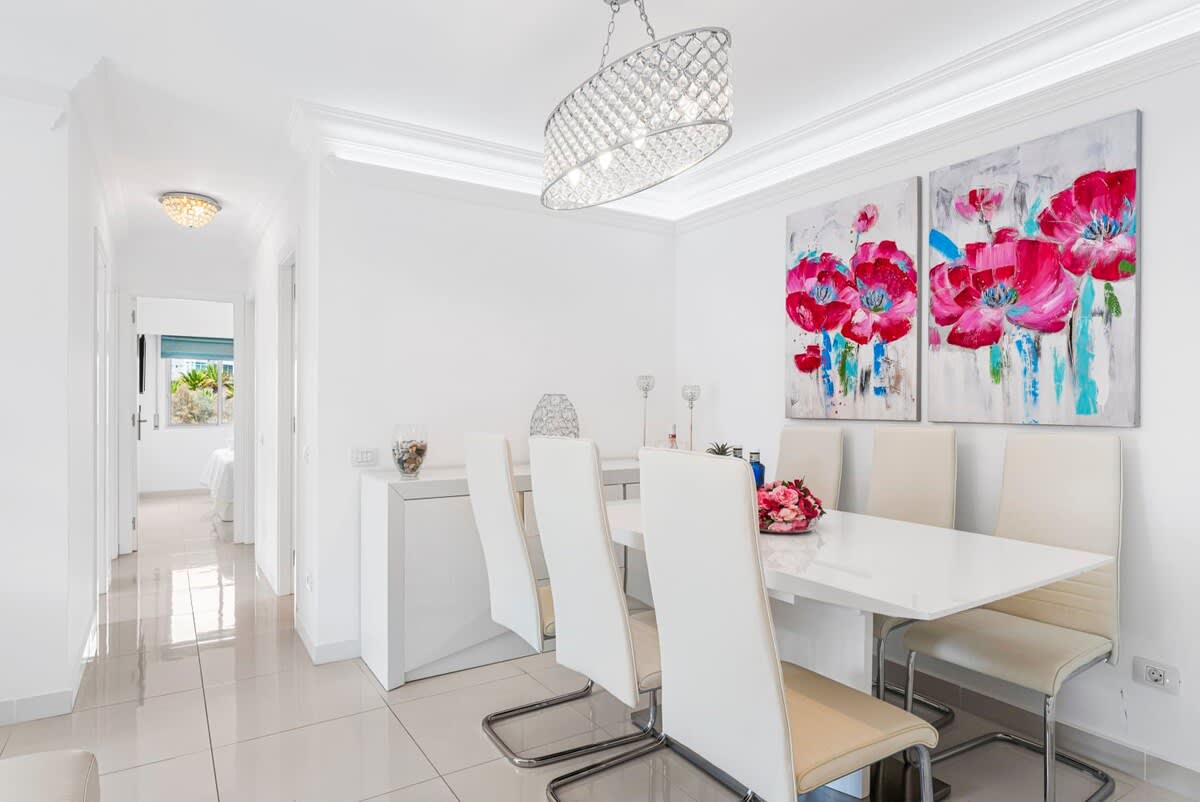 Dining Area with Adjustable Smart Lighting, Sonos Sound System, Hallway