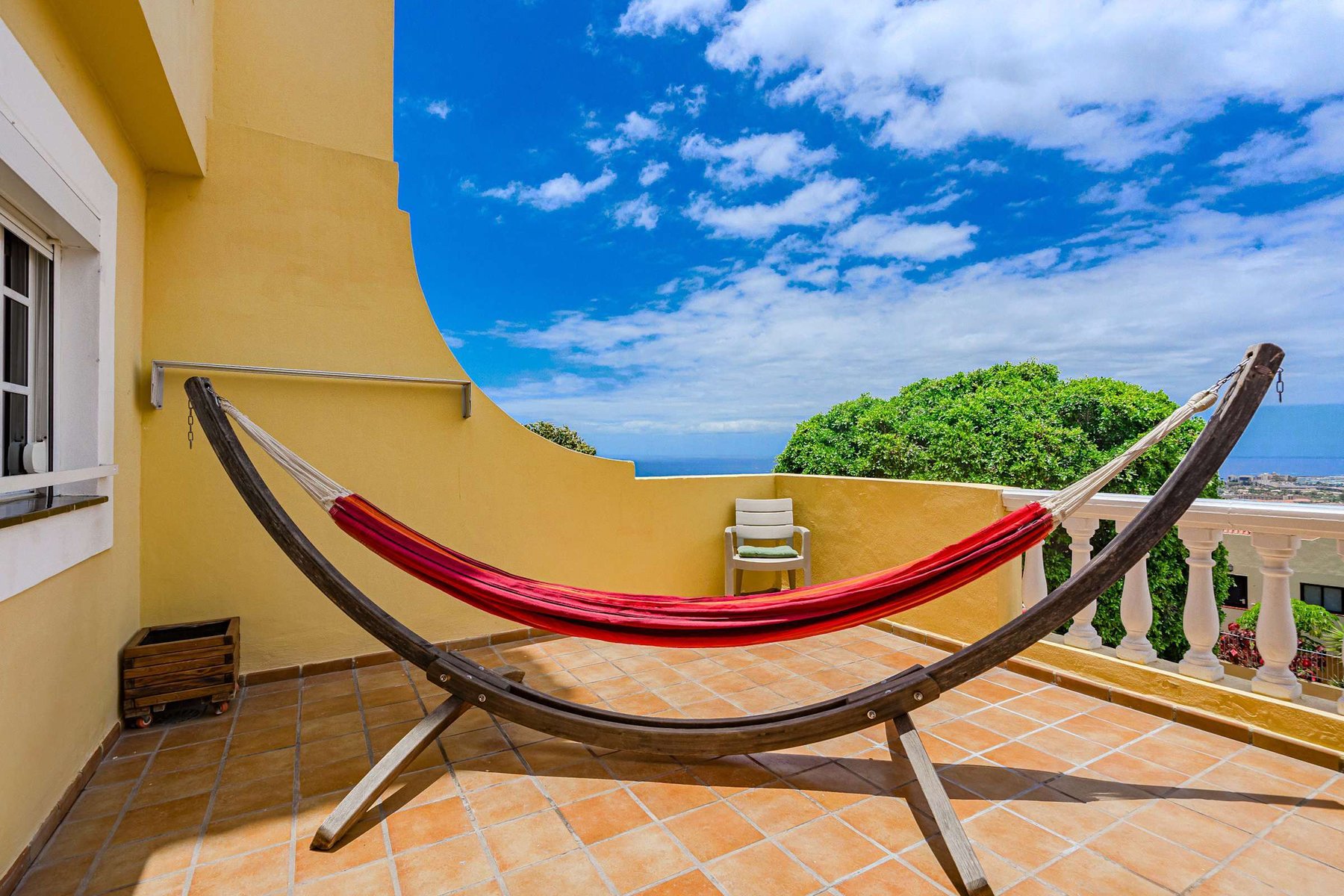 Huge Terrace with Hammock, Sunbeds, Dining Area and Ocean & Mountain Views