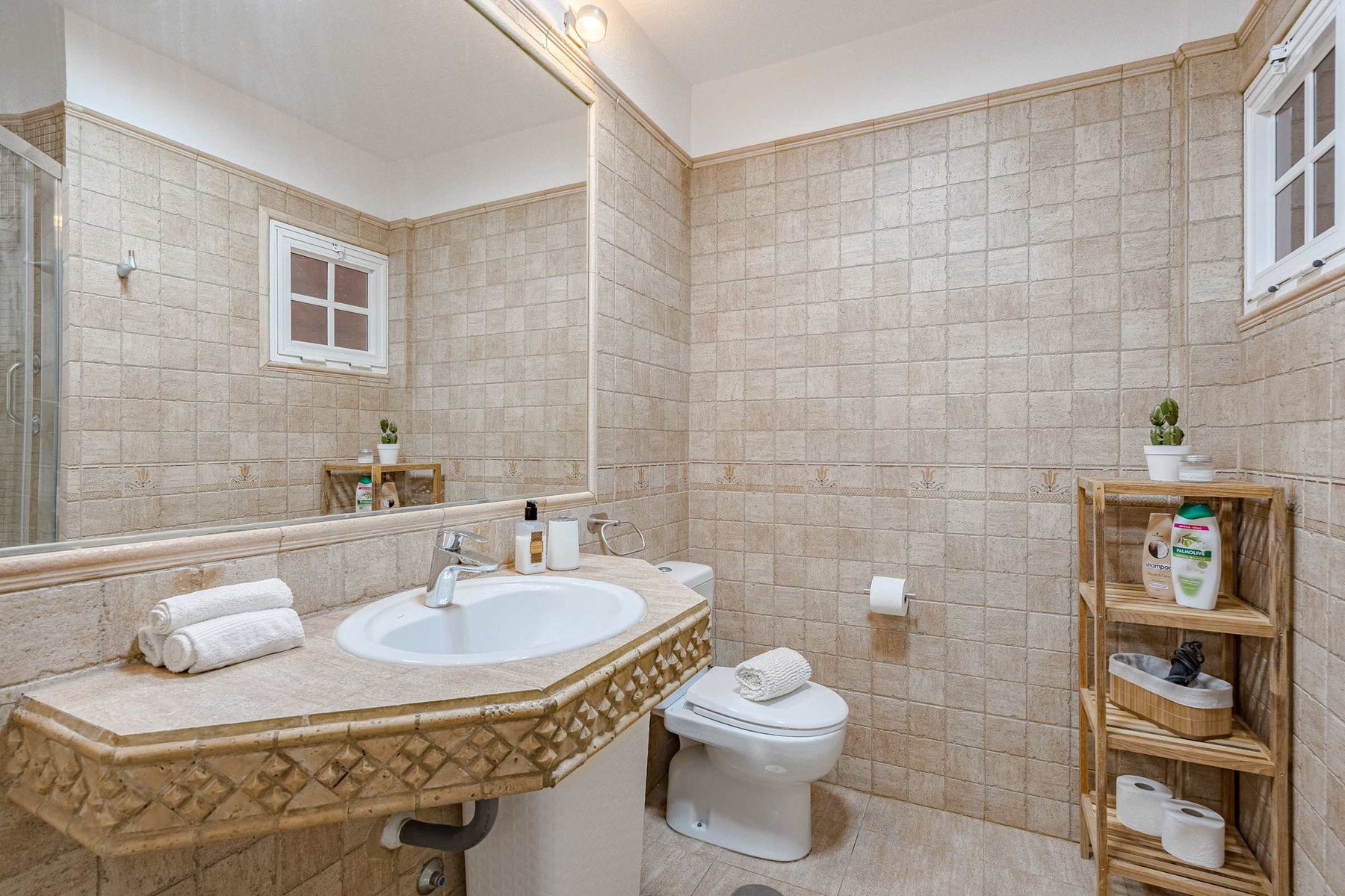 Fully Stocked Bathroom with Toilet