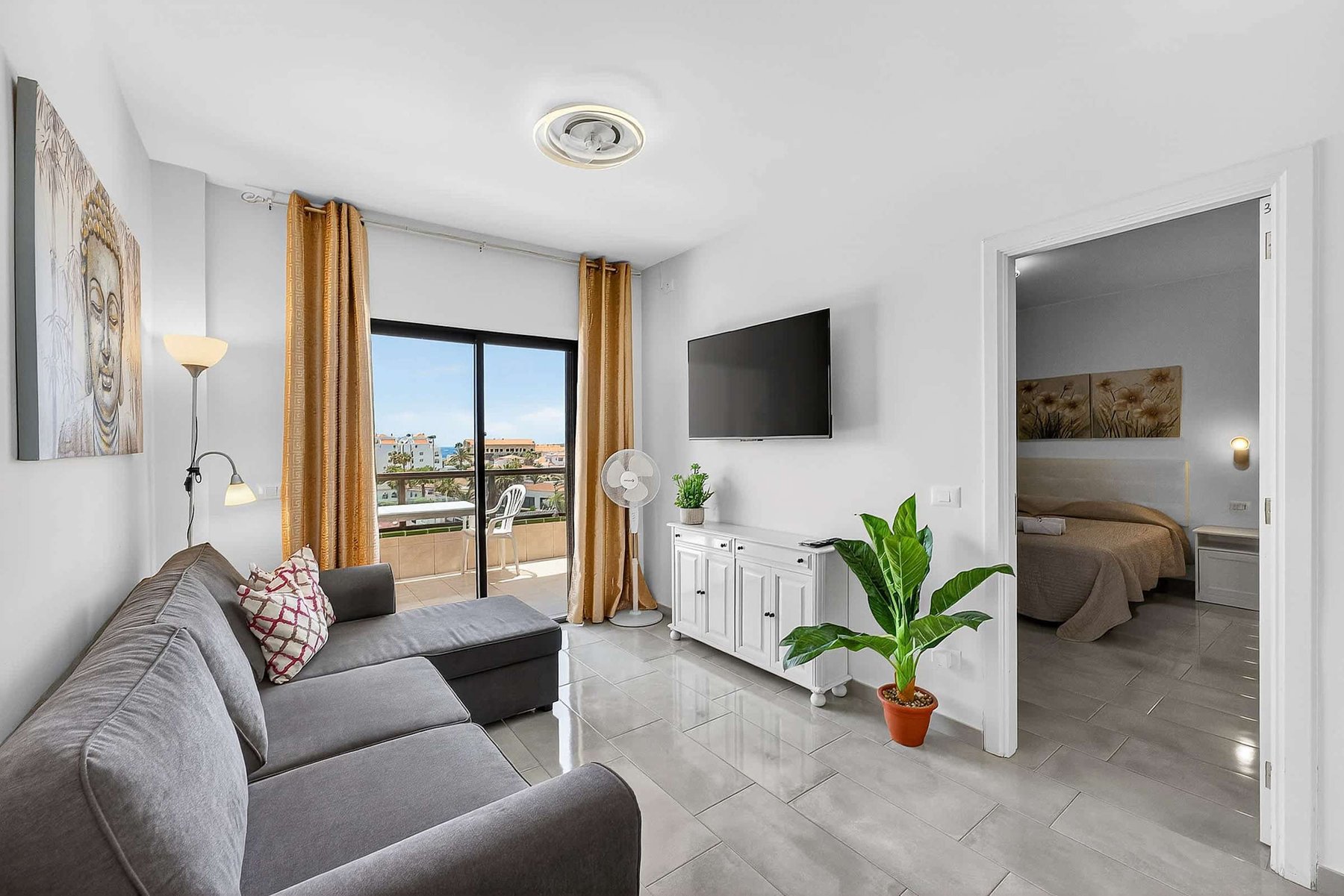 Modern Living Room with Balcony Views