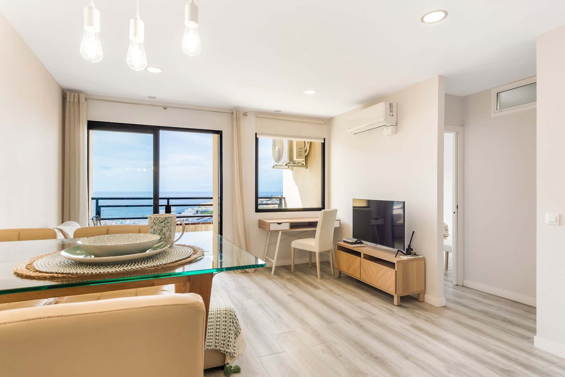 Living Room with Dedicated Working Area, Dining Area, Seating Area, Apple TV & Sonos Sound System