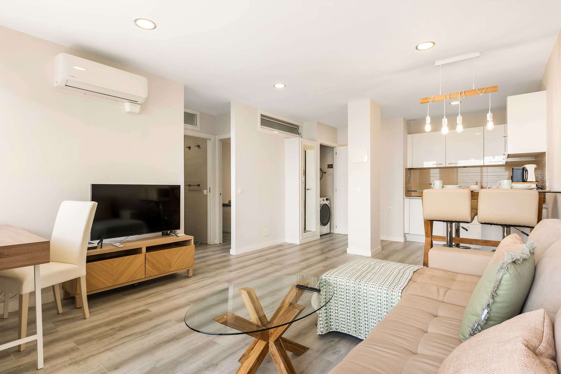 Living Room with Dedicated Working Area, Dining Area, Seating Area, Apple TV & Sonos Sound System