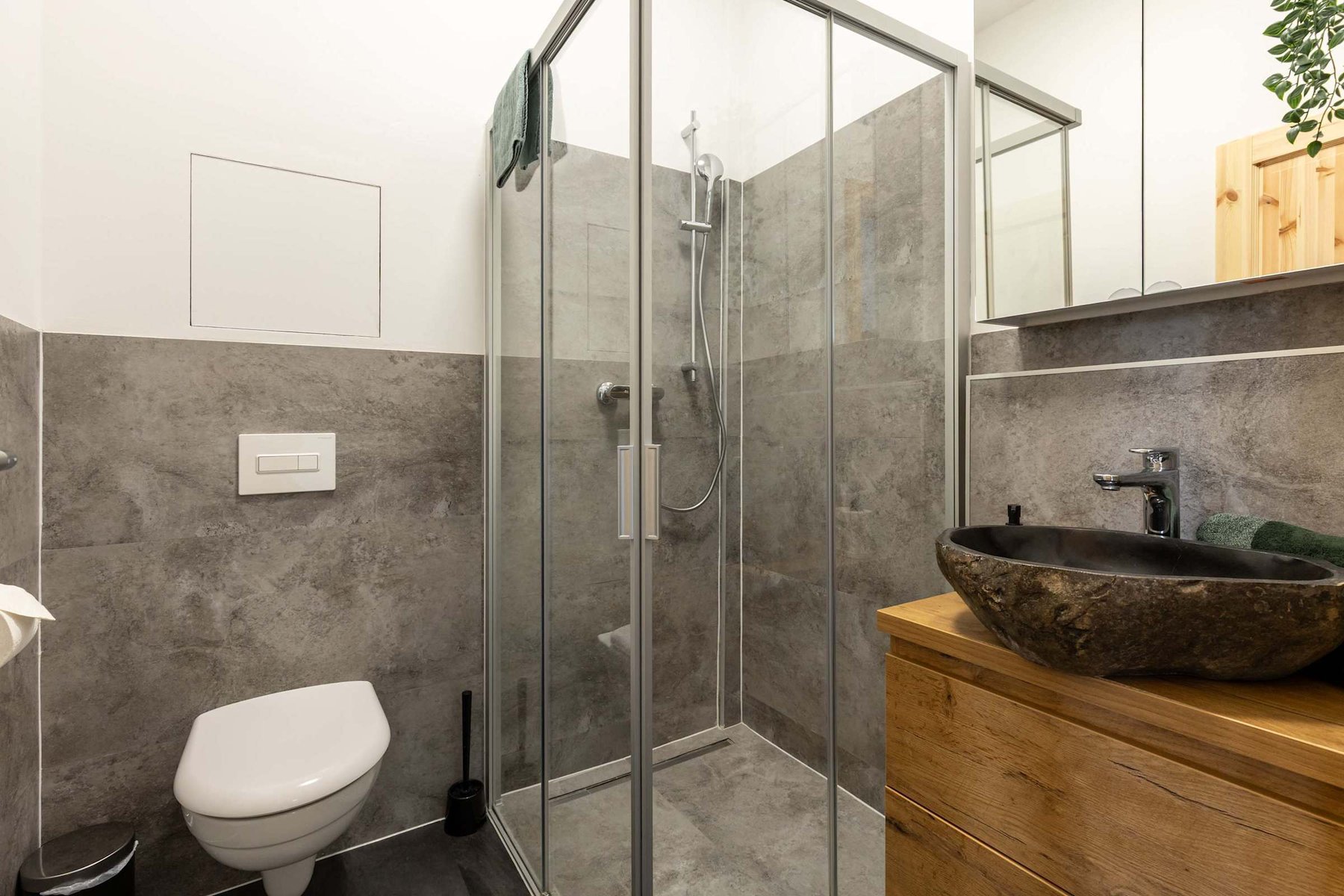 Bathroom with Walk-In Shower, Toilet & Basin
