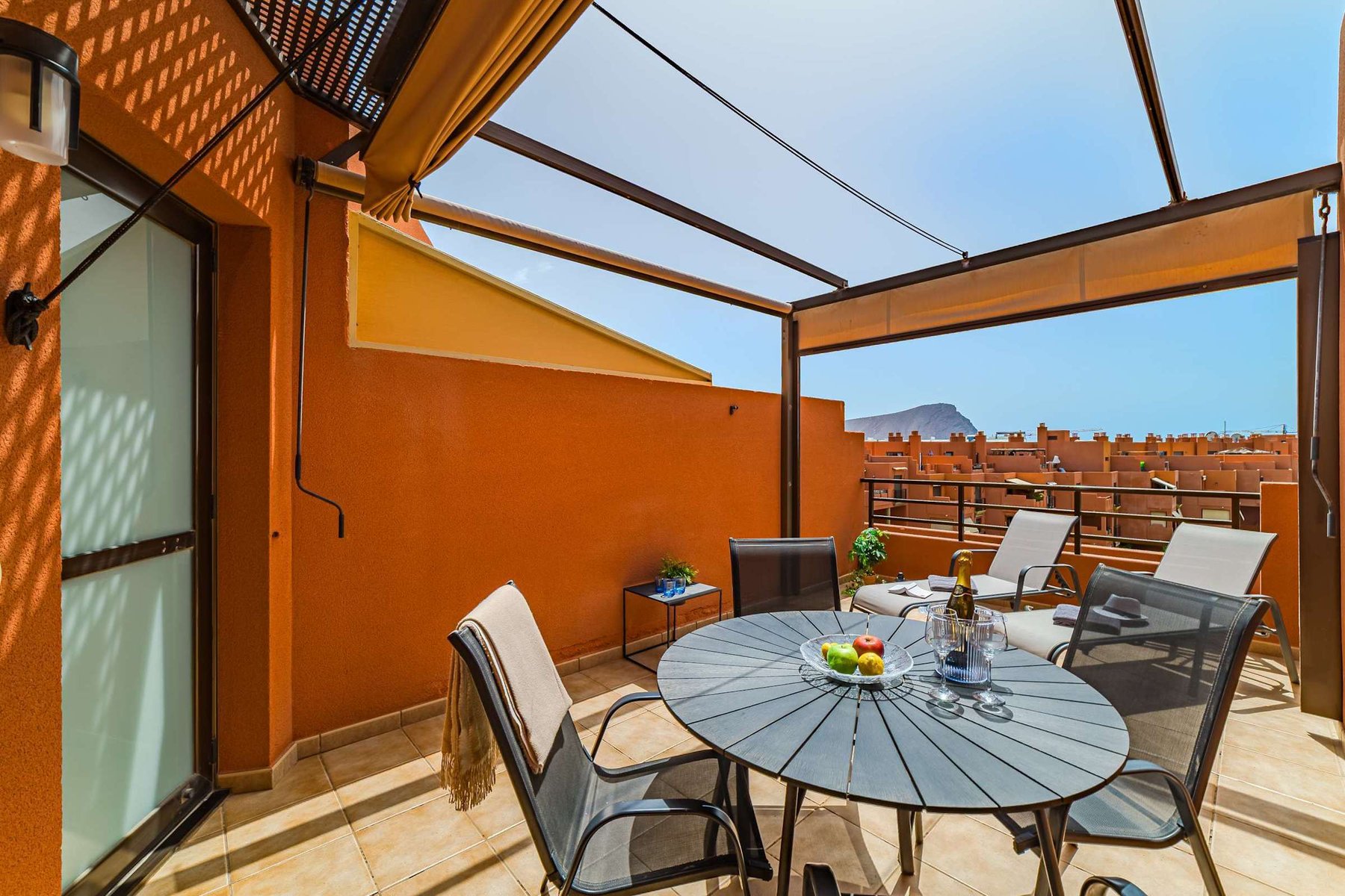 Sunny Terrace Dining & Loungers — Relax with Horizon Views and Ocean Breezes in La Tejita