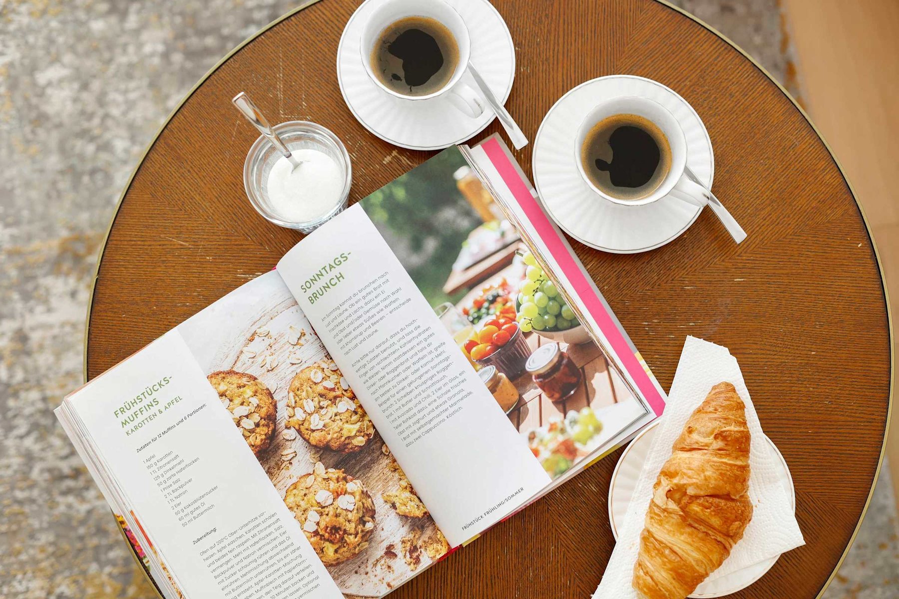 Fresh Brew & Flaky Croissant — Cozy Tabletop Moment for Leisurely Mornings or Creative Planning