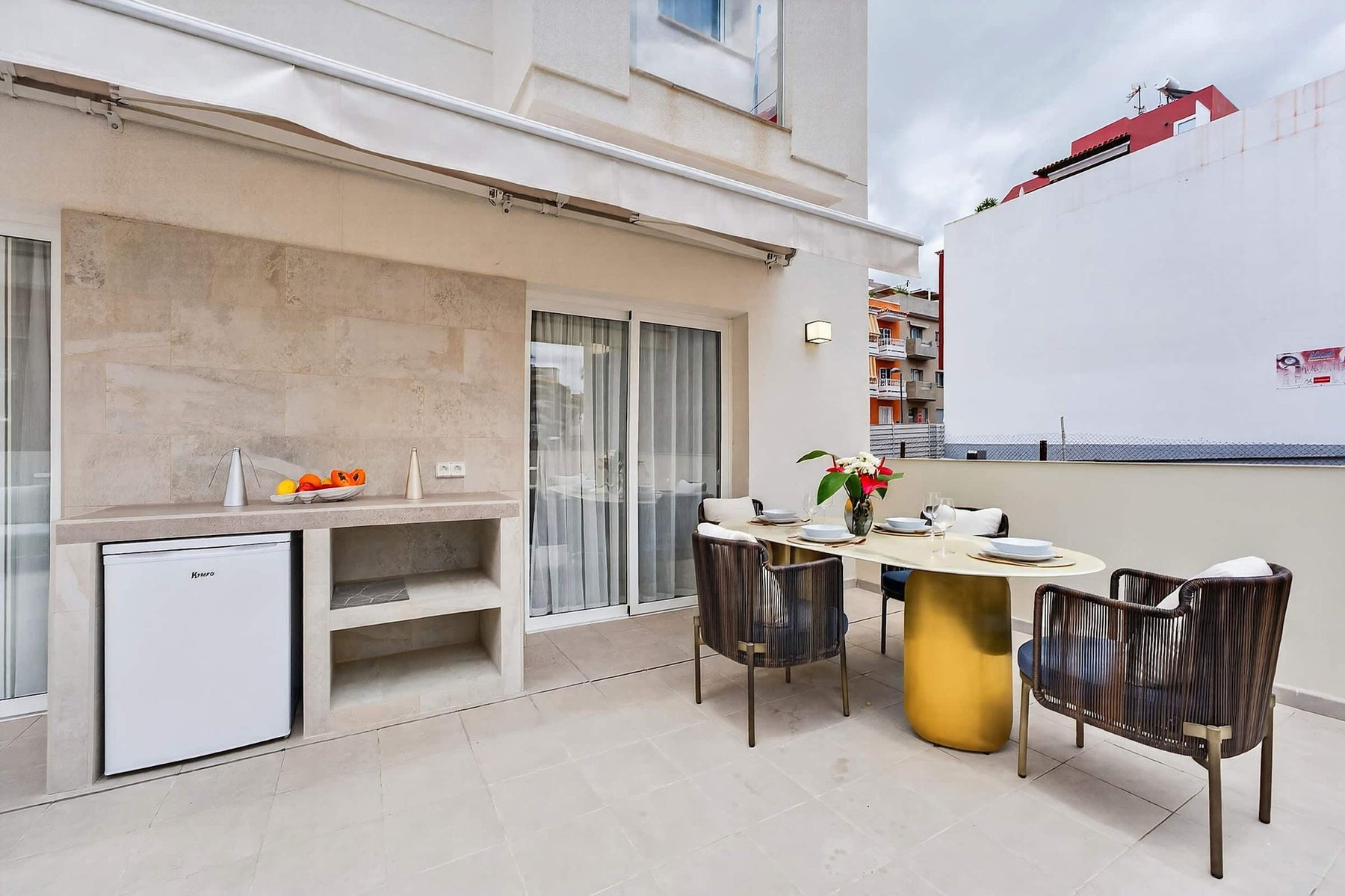 Designer Outdoor Lounge with Dining & Daybeds — Entertain in Style on Your Private Sun-Drenched Terrace in Playa San Juan
