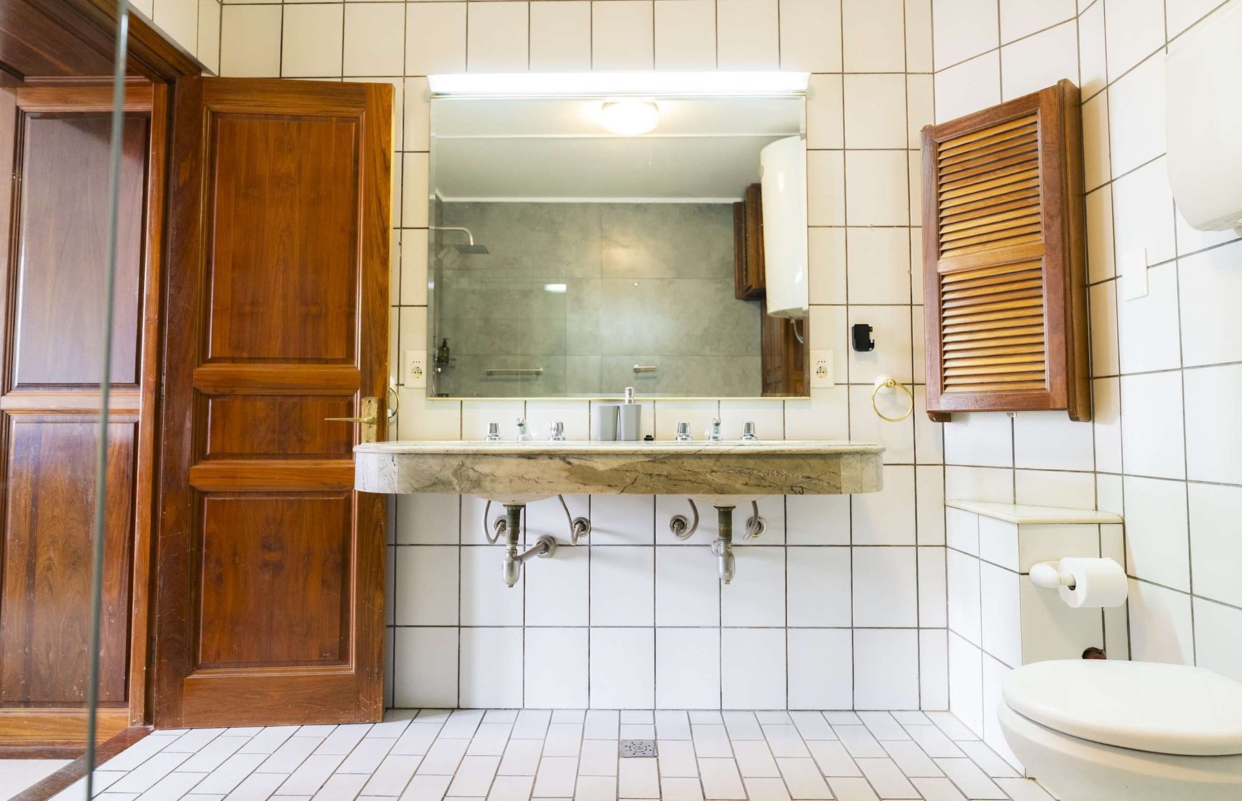 Bathroom Vanity with Shower Beyond