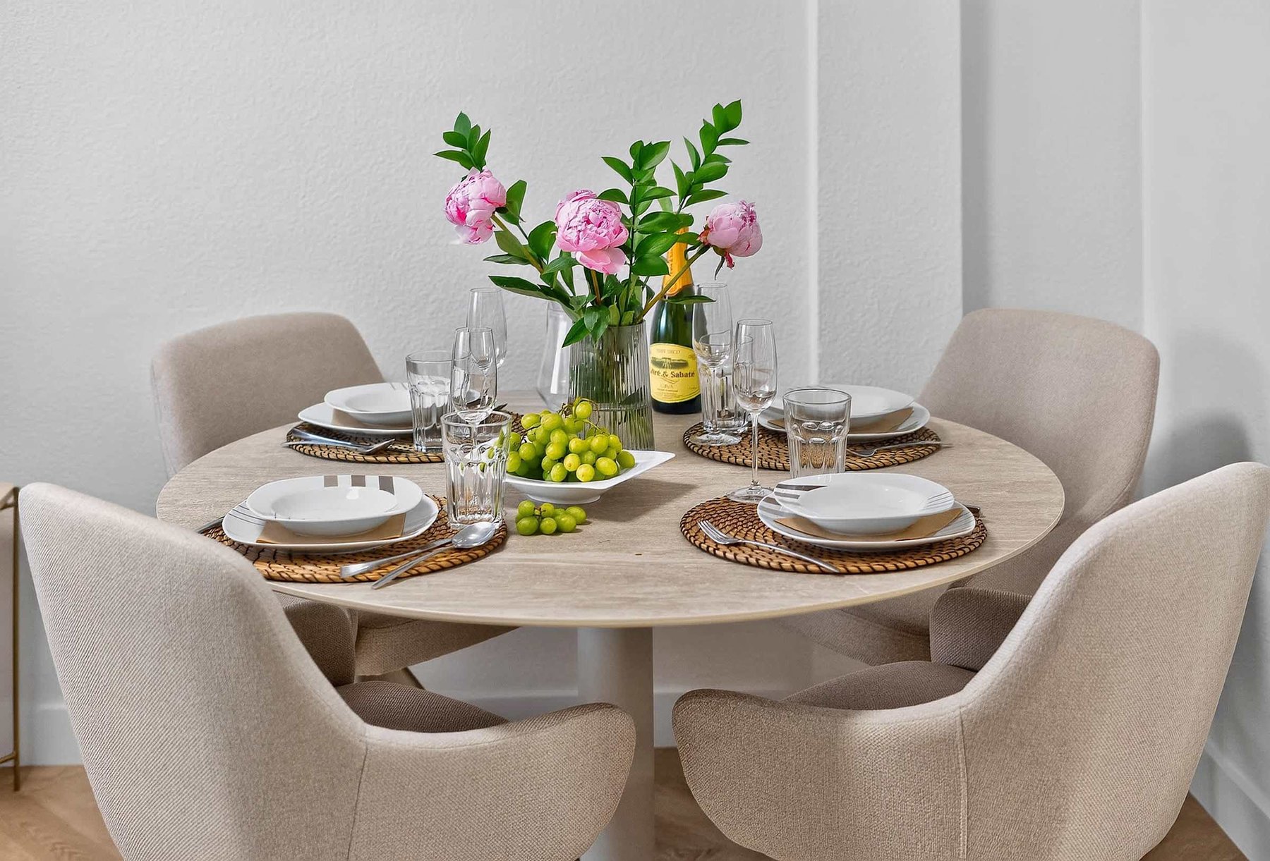 Bright Dining Area with Refined Mediterranean Styling