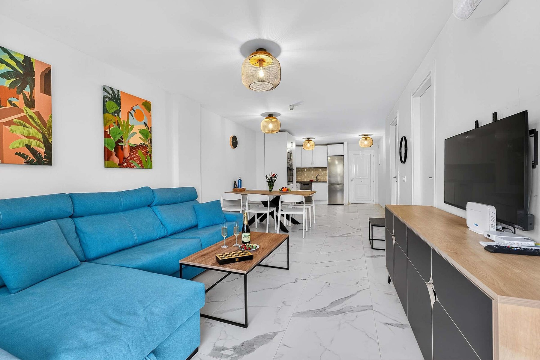 Open-Plan Living Space with Comfortable Seating and Dining Area