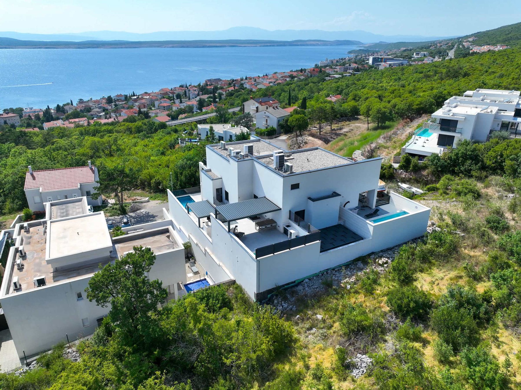 Villa Quadris and the Kvarner Bay from the air