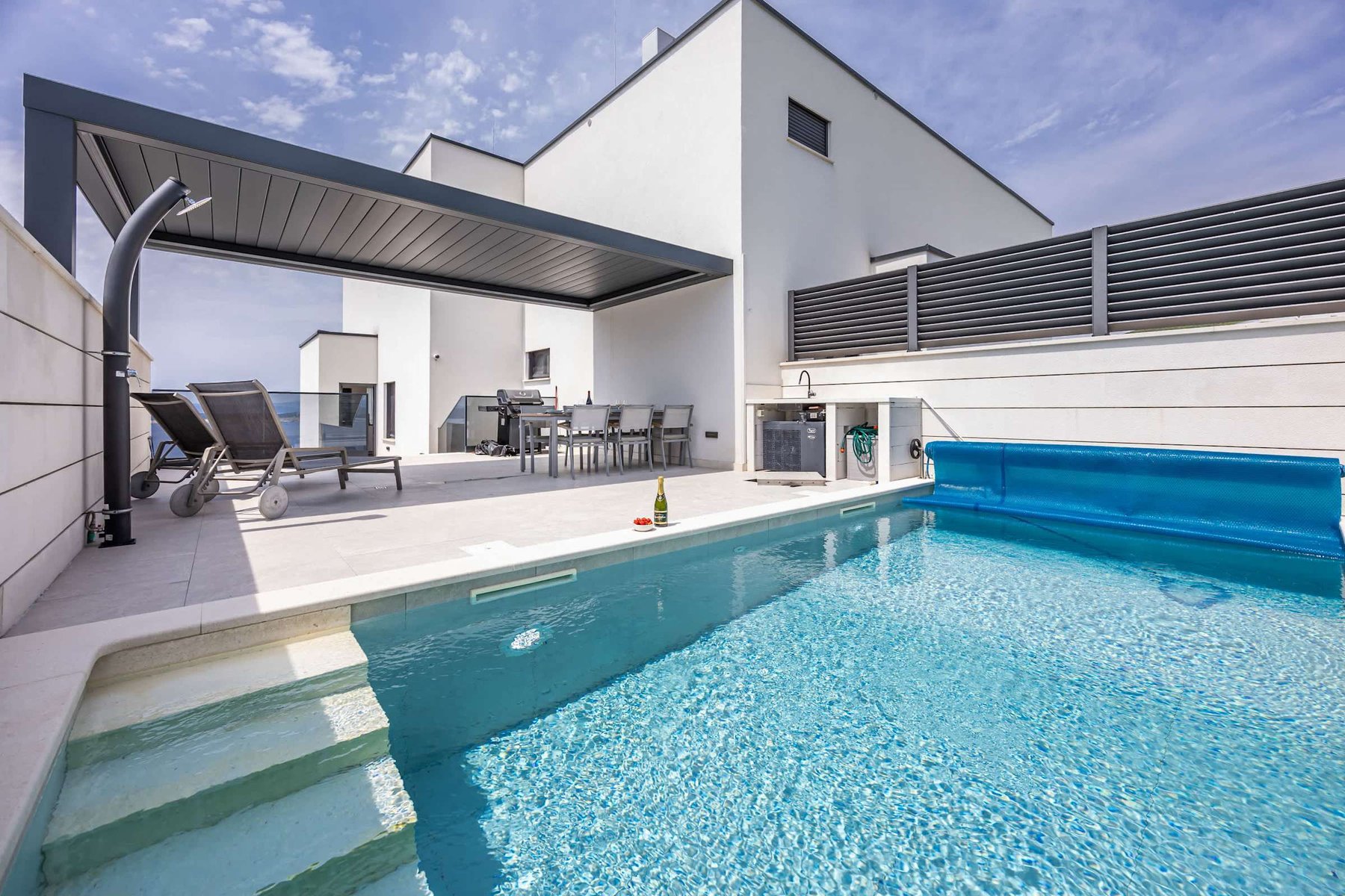 Heated Pool with Pergola-Shaded Terrace