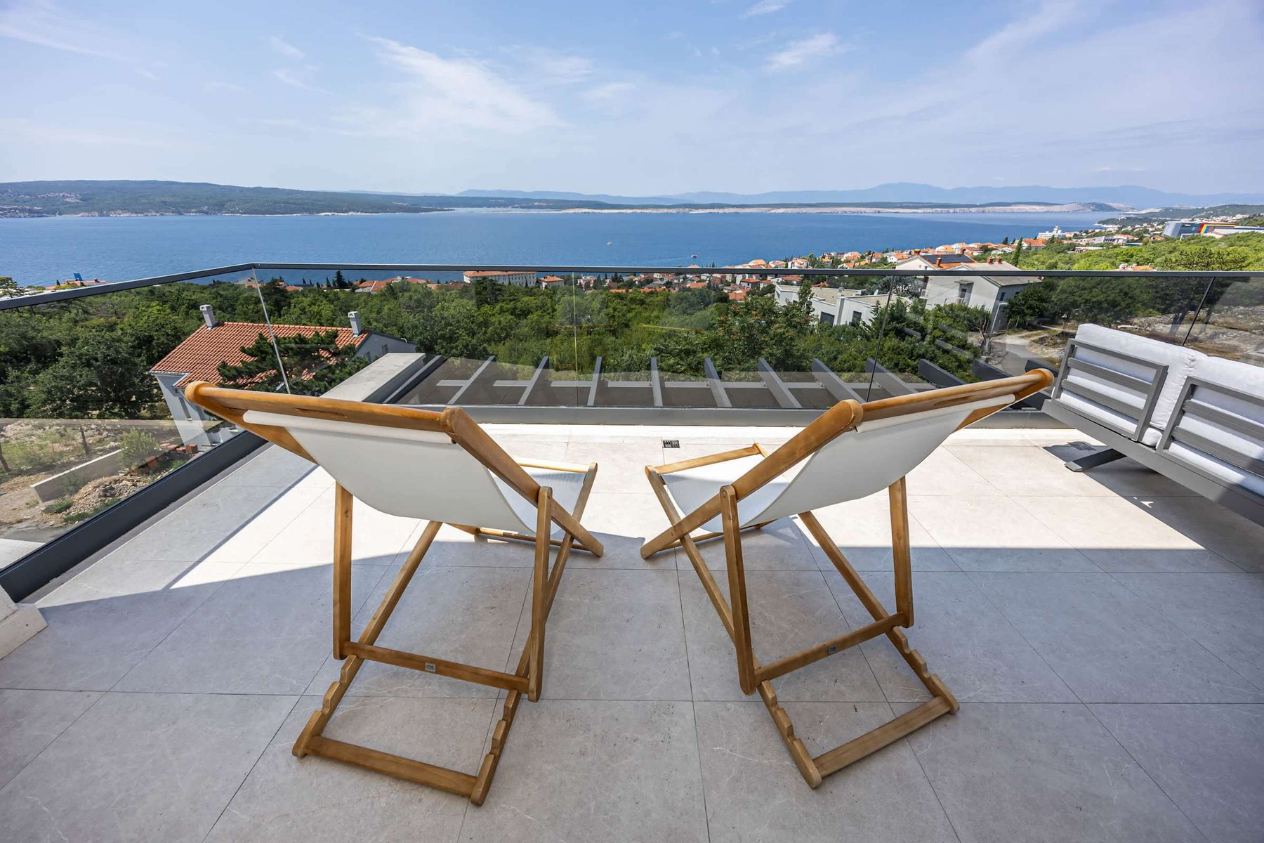 Deckchairs on the upper terrace