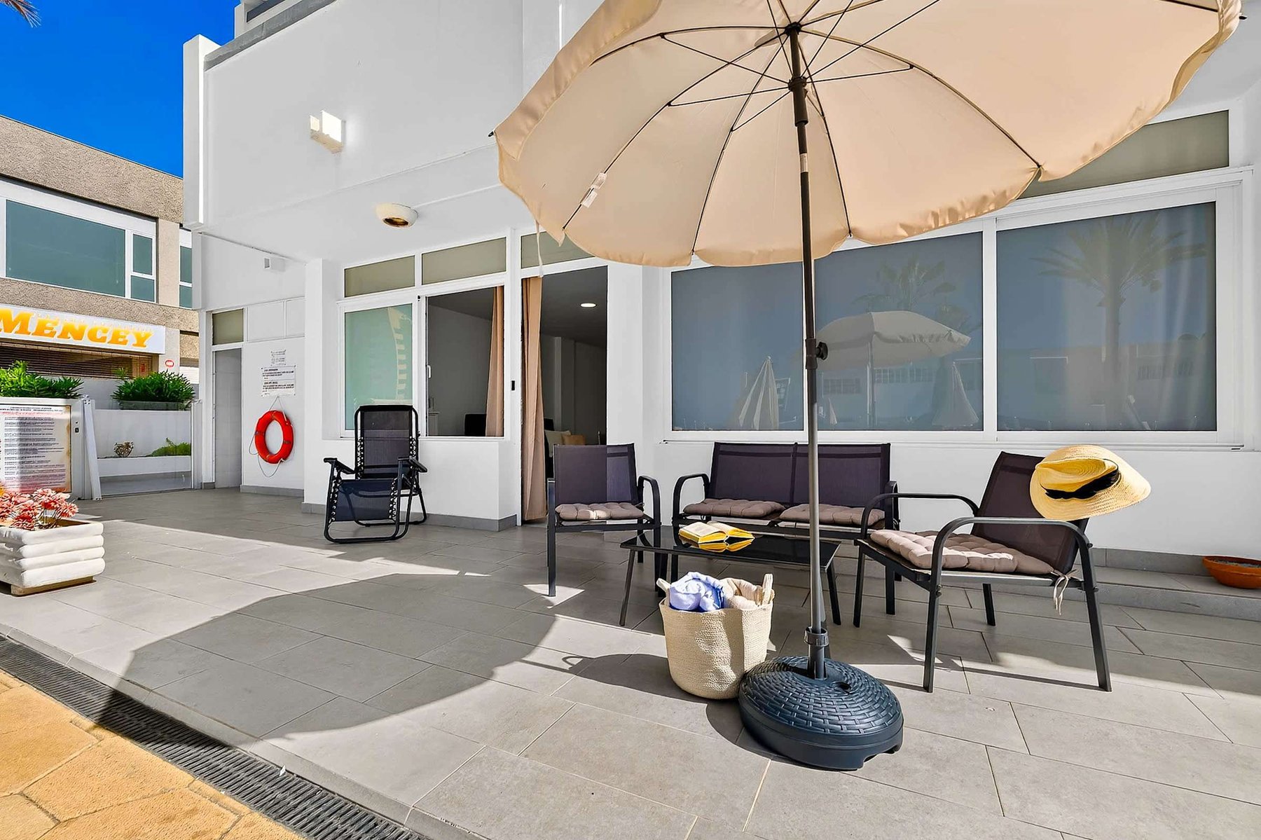Private Terrace with Parasol & Lounge Set