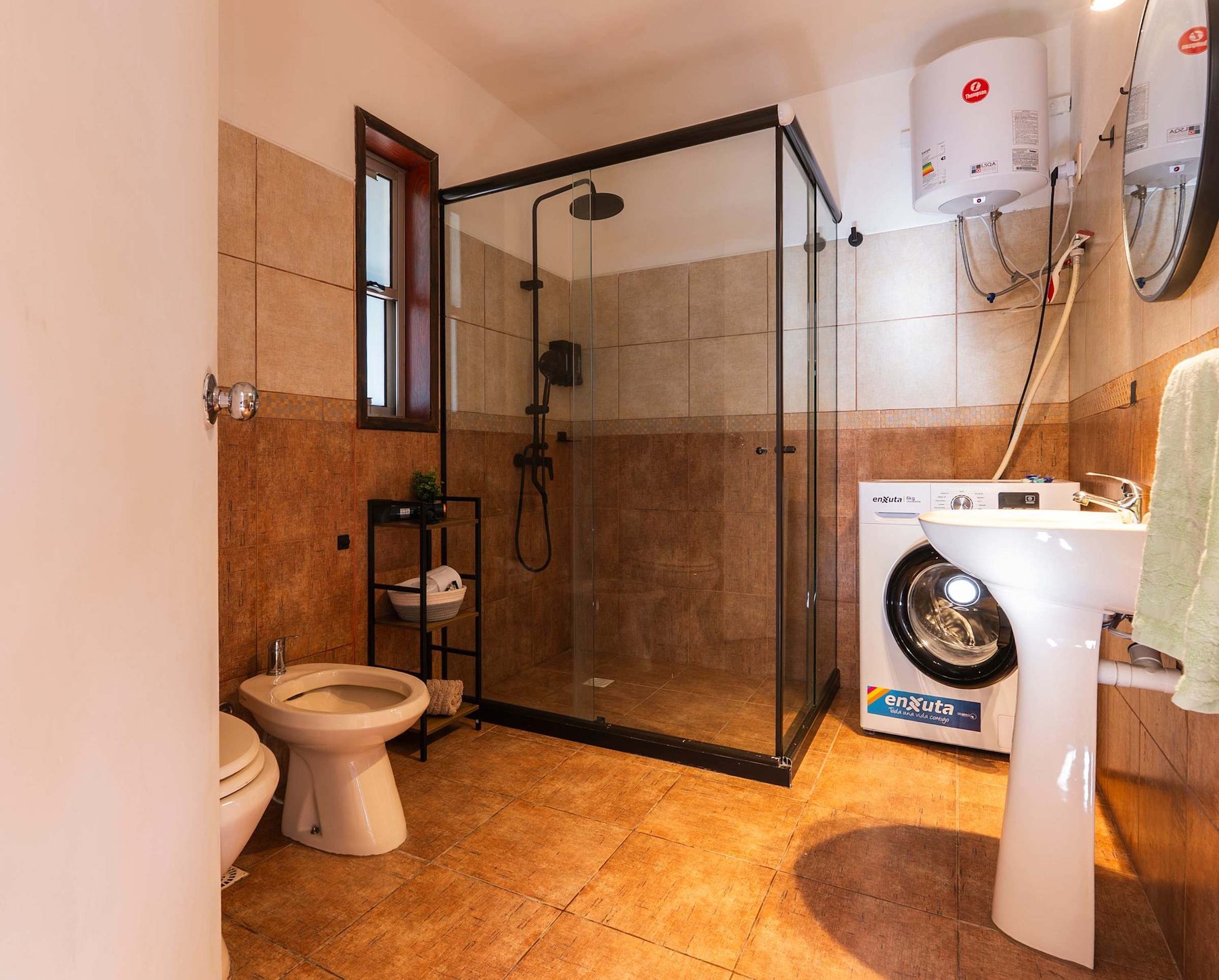 Bathroom with Walk-In Shower & Washing Machine