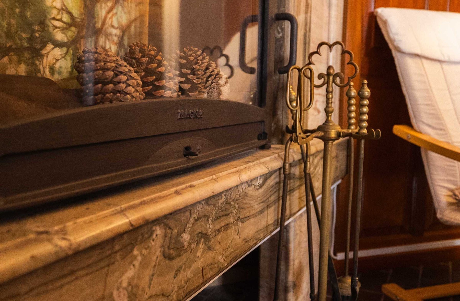 Fireplace Detail with Marble Mantel