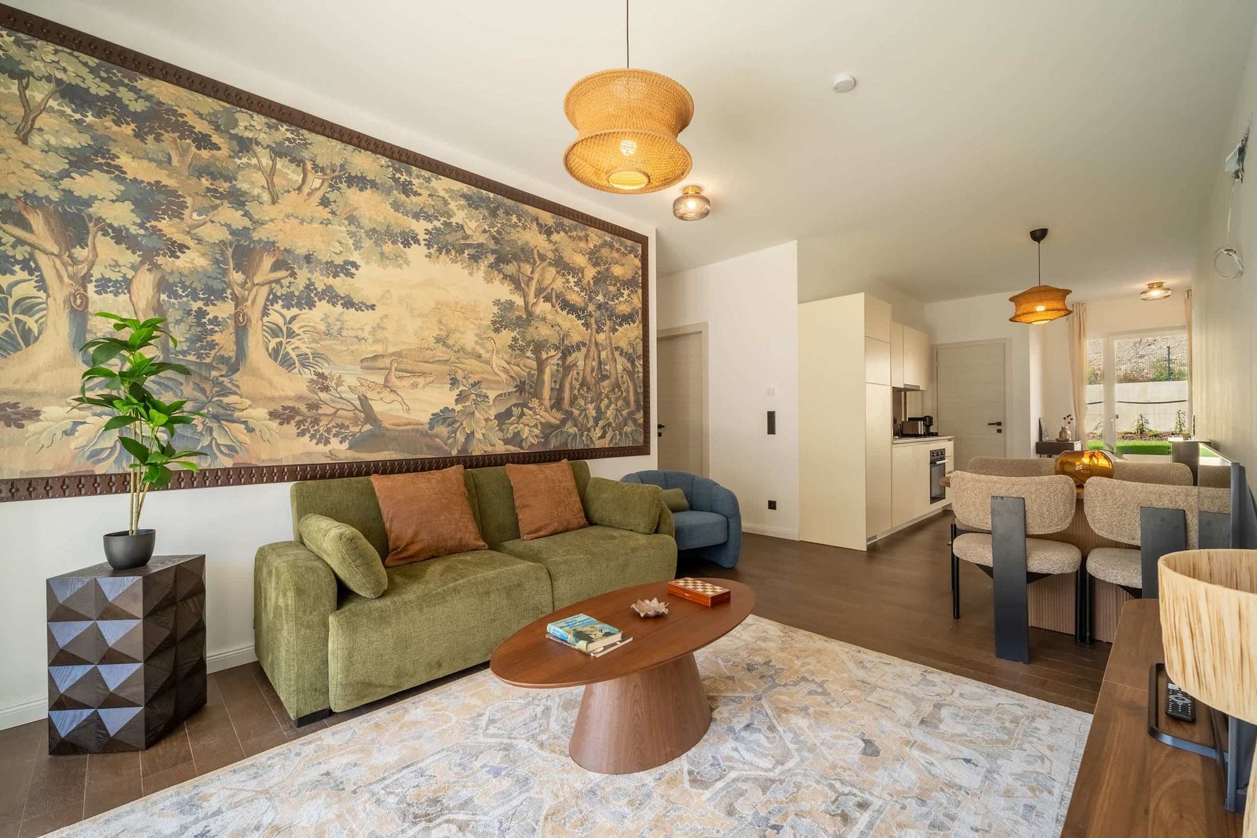 Open-plan living and dining area