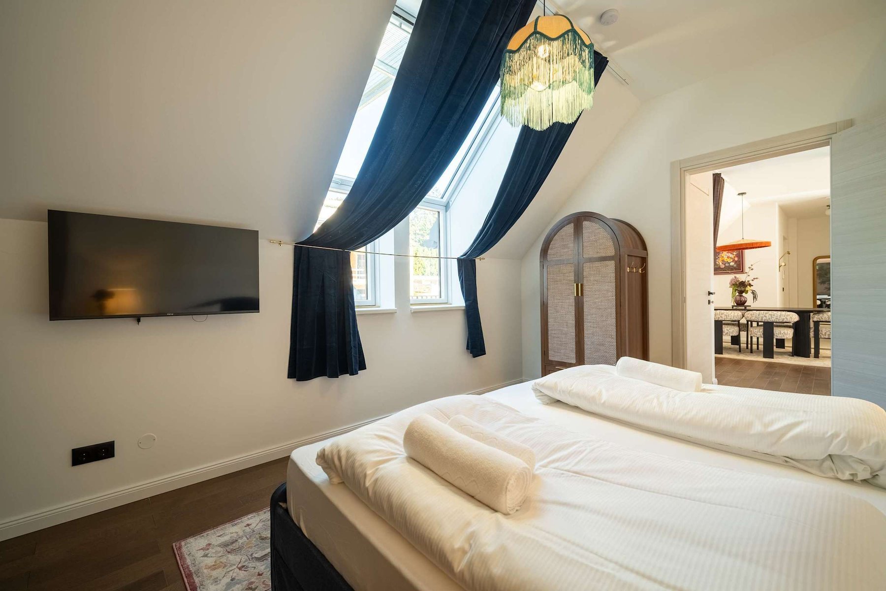 Bedroom 1 with TV and wardrobe